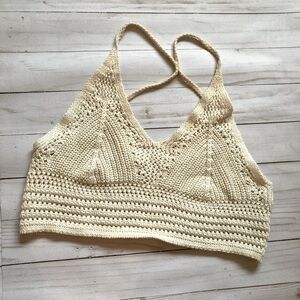 Cream Crochet Crop Top